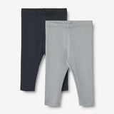 Wheat Main Sett med 2 stk. Rib Leggings Maddy | Baby Leggings 1126 cloudy sky navy