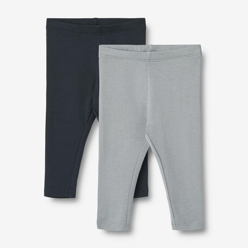 Wheat Main Sett med 2 stk. Rib Leggings Maddy | Baby Leggings 1126 cloudy sky navy