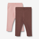 Wheat Main Sett med 2 stk. Rib Leggings Maddy | Baby Leggings 1189 rose frost eggplant
