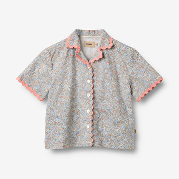 Wheat Main Skjorte S/S Blonder Vilma Shirt 2650 air blue flowers