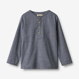 Wheat Main Skjorte L/S Bjørk Shirt 1312 greyblue slub stripe