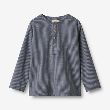 Wheat Main Skjorte L/S Bjørk Shirt 1312 greyblue slub stripe