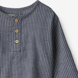 Wheat Main Skjorte L/S Bjørk Shirt 1312 greyblue slub stripe