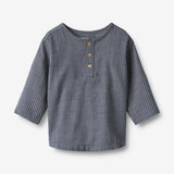 Wheat Main Skjorte L/S Bjørk Shirt 1312 greyblue slub stripe