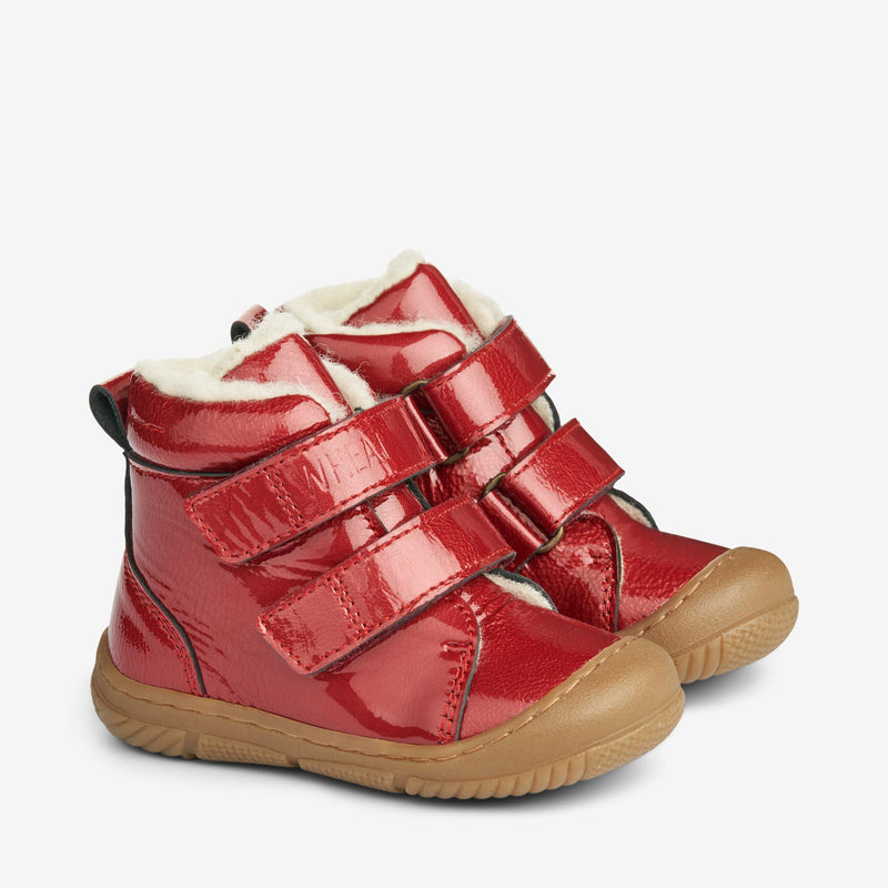 Wheat Footwear Snugga Ull Patent | Baby Prewalkers 2072 red