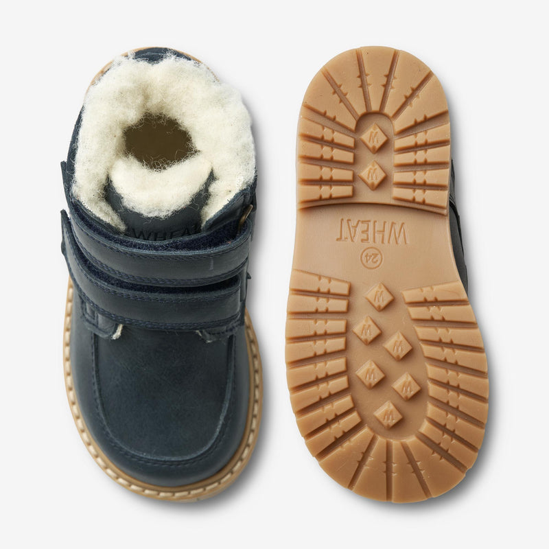 Wheat Footwear Stewie Tex Borrelås Skinn Winter Footwear 1432 navy