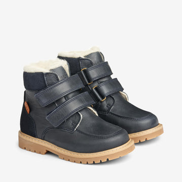 Wheat Footwear Stewie Tex Borrelås Skinn Winter Footwear 1432 navy