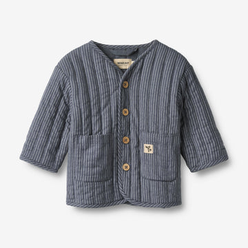 Wheat Main Stoffjakke Siggo Jacket 1312 greyblue slub stripe