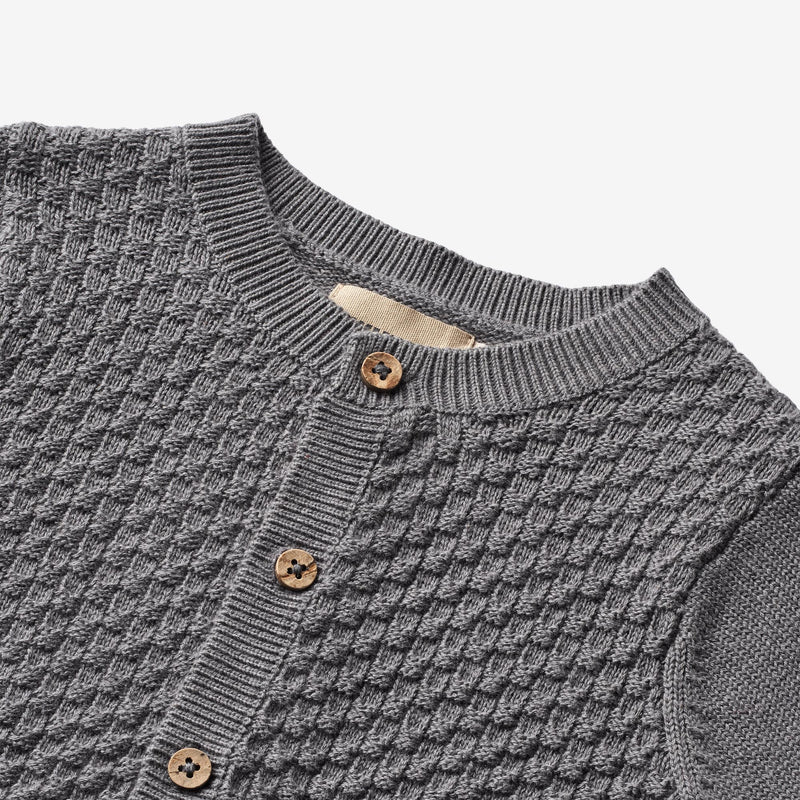 Wheat Main Strik Cardigan Siggi | Baby Knitted Tops 1201 stormy blue