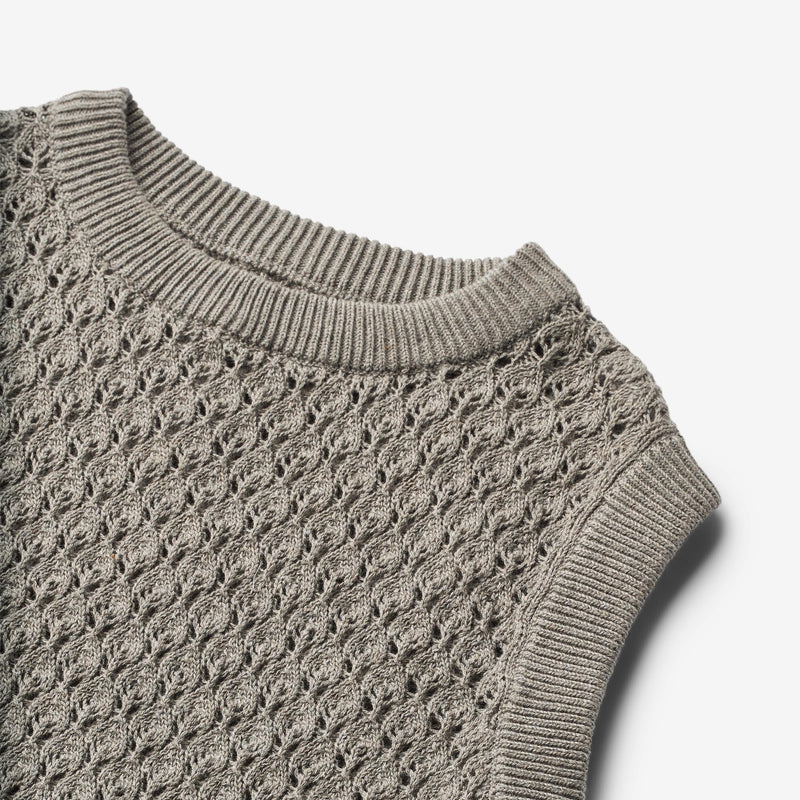 Wheat Main Strik Vest Saga Knitted Tops 3229 warm grey melange