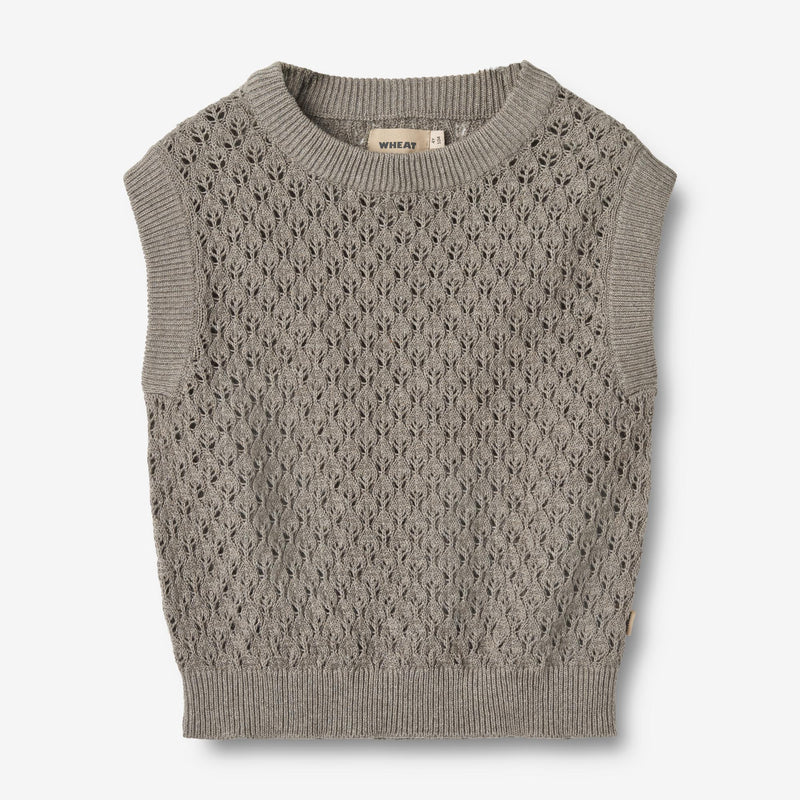 Wheat Main Strik Vest Saga Knitted Tops 3229 warm grey melange