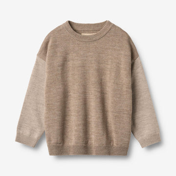 Wheat Main Strikke genser Finley Knitted Tops 9556 grey camel melange