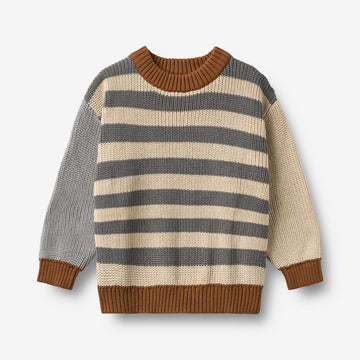 Wheat Main Strikkegenser Rasmus Pullover 9596 flint stripe