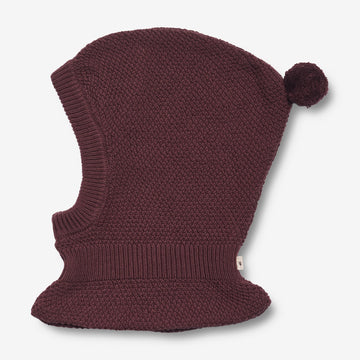 Wheat Outerwear Strikket Balaclava Pomi | Baby Outerwear acc. 2118 aubergine