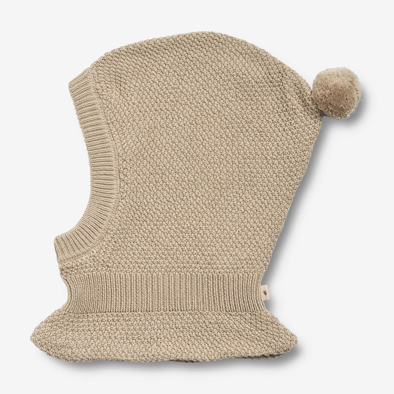 Wheat Outerwear Strikket Balaclava Pomi | Baby Outerwear acc. 3231 soft beige