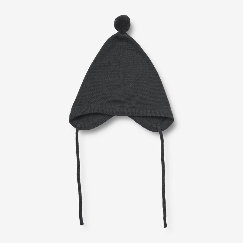 Wheat Outerwear Strikket Bonnet Liro | Baby Outerwear acc. 0025 black coal