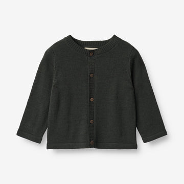 Wheat Main  Strikket Cardican Sølve | Baby Knitted Tops 0025 black coal
