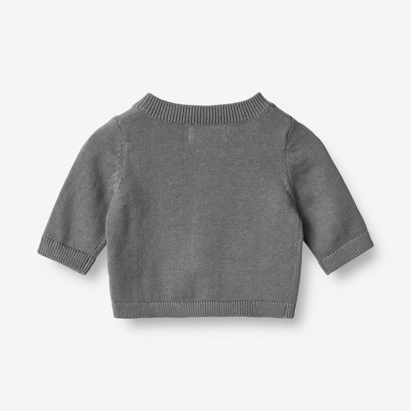 Wheat Main  Strikket Cardican Sofus | Baby Knitted Tops 1525 autumn sky