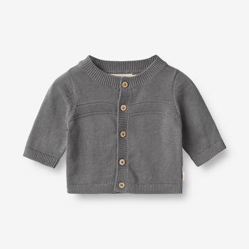 Wheat Main  Strikket Cardican Sofus | Baby Knitted Tops 1525 autumn sky