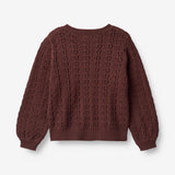 Wheat Main  Strikket Cardigan Celia Knitted Tops 2118 aubergine