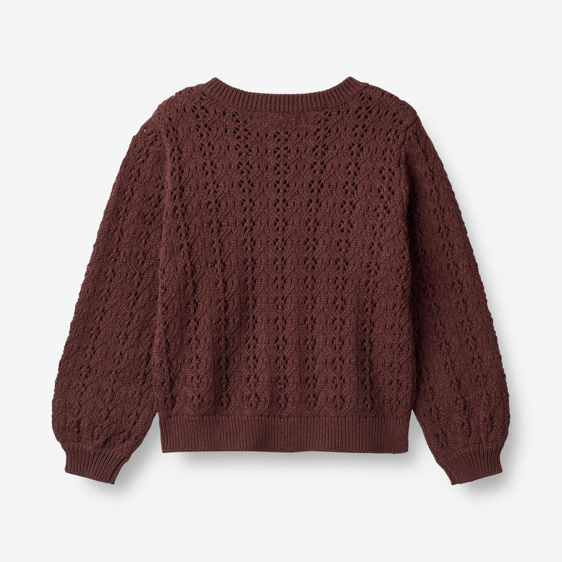 Wheat Main  Strikket Cardigan Celia Knitted Tops 2118 aubergine