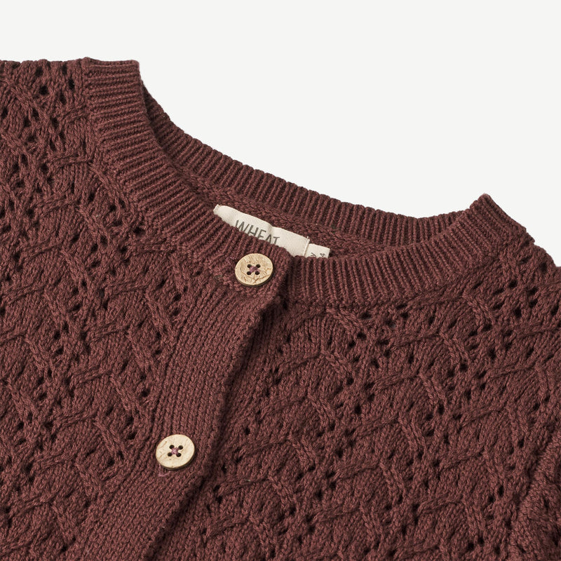 Wheat Main  Strikket Cardigan Celia Knitted Tops 2118 aubergine
