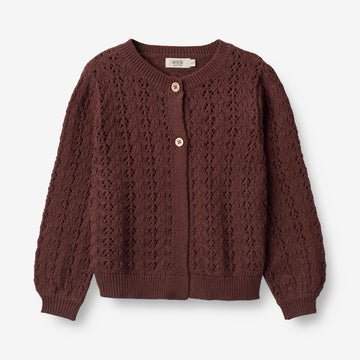 Wheat Main  Strikket Cardigan Celia Knitted Tops 2118 aubergine