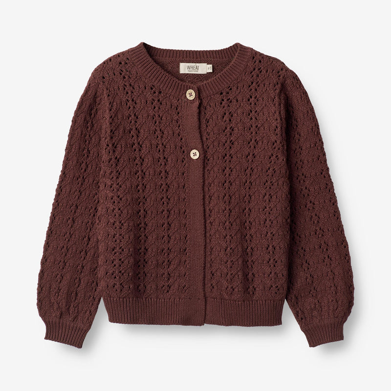 Wheat Main  Strikket Cardigan Celia Knitted Tops 2118 aubergine