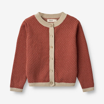 Wheat Main  Strikket Cardigan Elga Knitted Tops 2076 red beige
