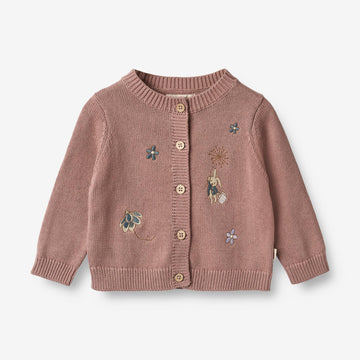 Wheat Main  Strikket Cardigan Ella | Baby Knitted Tops 1349 lavender rose