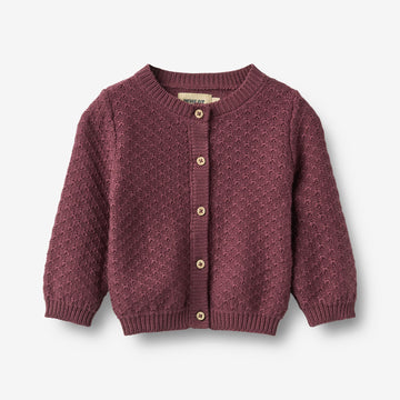 Wheat Main Strikket Cardigan Magnella Cardigan 3118 eggplant