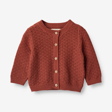 Wheat Main  Strikket Cardigan Magnella | Baby Knitted Tops 2072 red