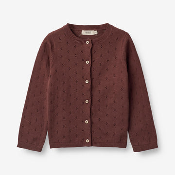 Wheat Main  Strikket Cardigan Maia Knitted Tops 2118 aubergine