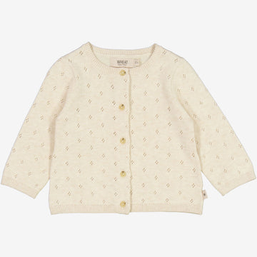Wheat Main  Strikket Cardigan Maia | Baby Knitted Tops 1101 cloud melange