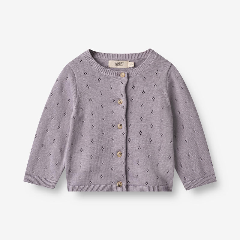 Wheat Strikket Cardigan Maia | Baby Knitted Tops 1346 lavender
