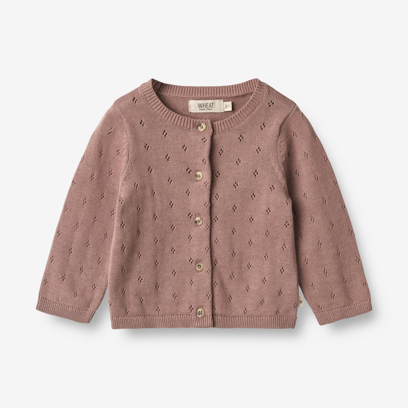 Wheat Main  Strikket Cardigan Maia | Baby Knitted Tops 1349 lavender rose