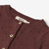 Wheat Strikket Cardigan Maia | Baby Knitted Tops 2118 aubergine