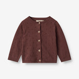 Wheat Strikket Cardigan Maia | Baby Knitted Tops 2118 aubergine