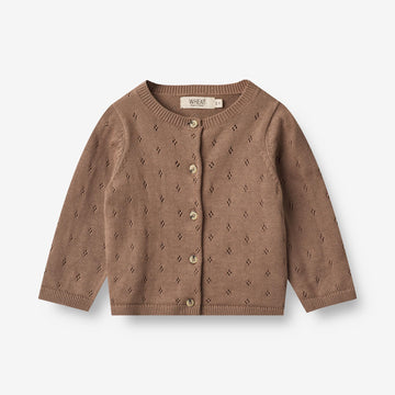 Wheat Main  Strikket Cardigan Maia | Baby Knitted Tops 3004 cocoa brown