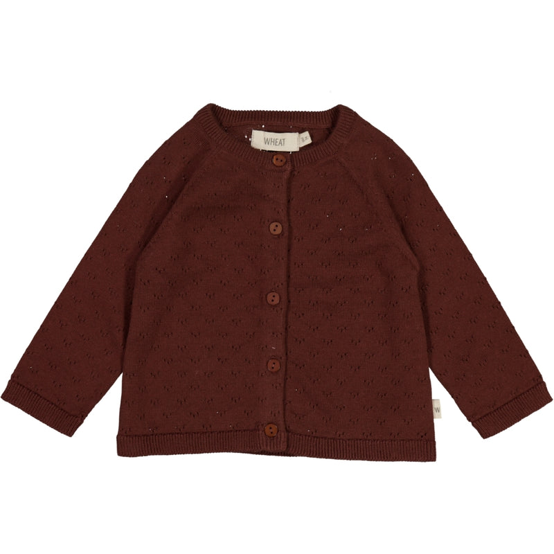 Wheat Main Strikket Cardigan Maja Knitted Tops 2750 maroon