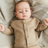 Wheat Main Strikket Cardigan Nico Knitted Tops 9574 warm sand melange