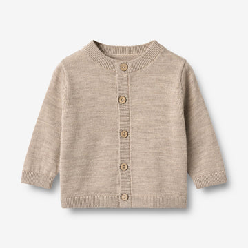 Wheat Main Strikket Cardigan Nico Knitted Tops 9574 warm sand melange