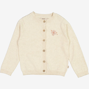 Wheat Main  Strikket Cardigan Suzy Broderi Knitted Tops 1101 cloud melange