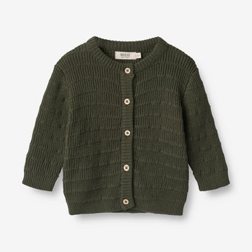 Wheat Main  Strikket Cardigan Villy | Baby Knitted Tops 1687 forest night