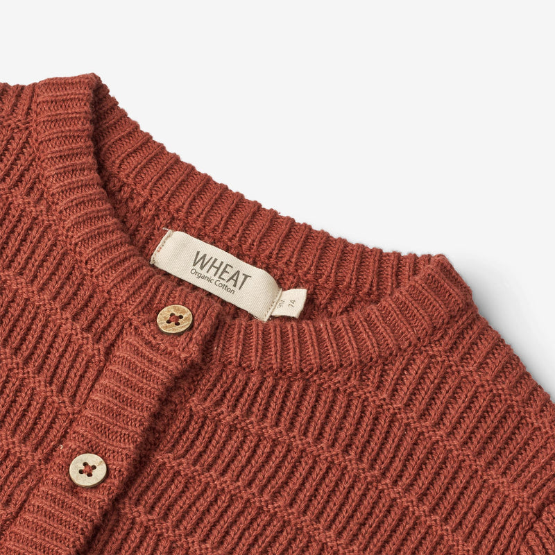 Wheat Main  Strikket Cardigan Villy | Baby Knitted Tops 2072 red