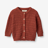 Wheat Main  Strikket Cardigan Villy | Baby Knitted Tops 2072 red