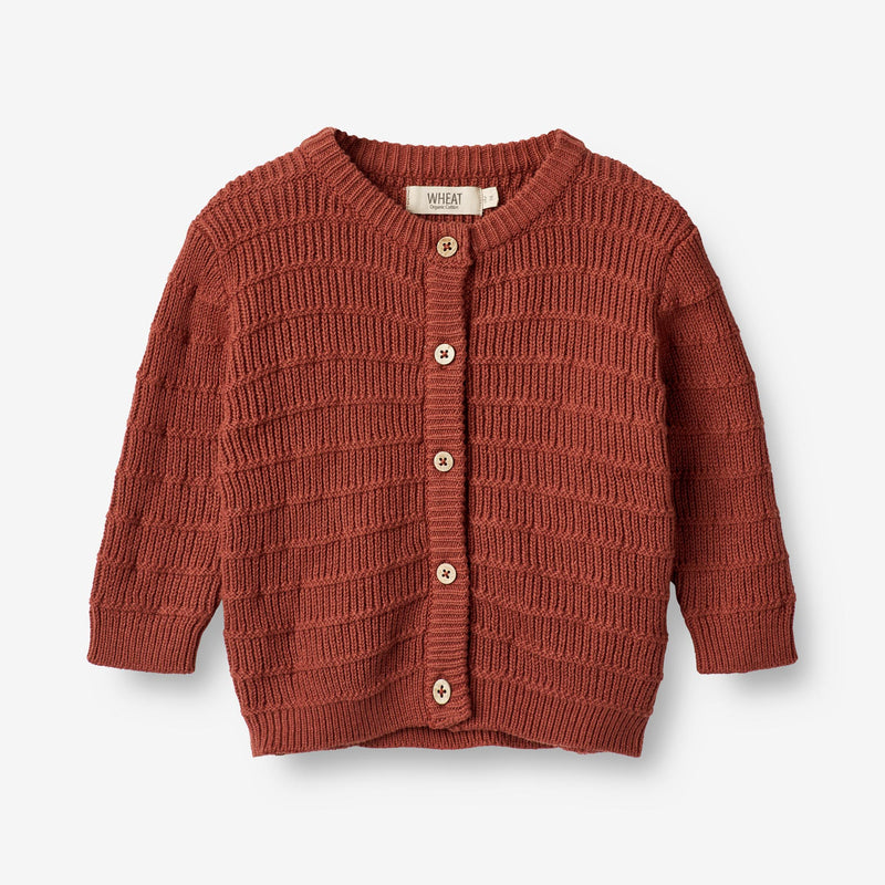 Wheat Main  Strikket Cardigan Villy | Baby Knitted Tops 2072 red