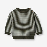 Wheat Main  Strikket Genser Bobby | Baby Knitted Tops 1686 forest night stripe