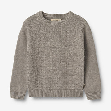 Wheat Main Strikket Genser Borris Knitted Tops 3229 warm grey melange