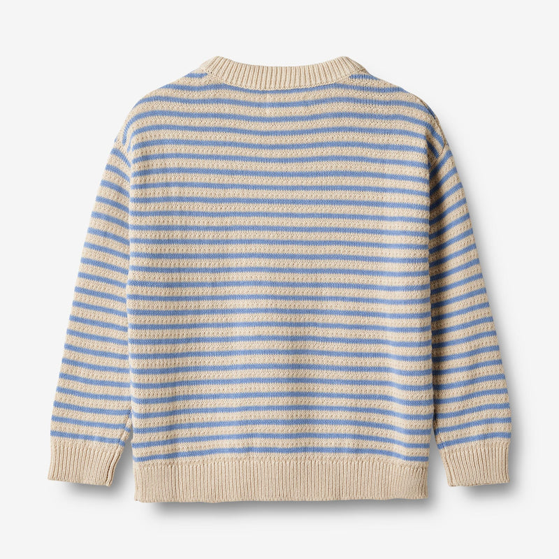 Wheat Main  Strikket Genser Chris Knitted Tops 4103 azure stripe